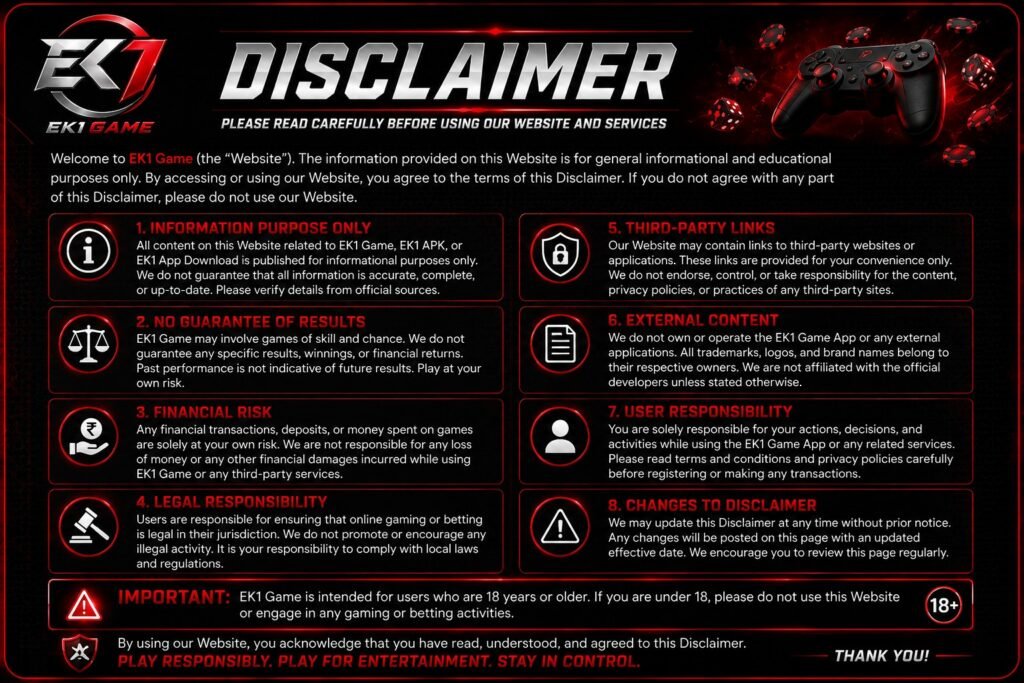 EK1 Game Disclaimer